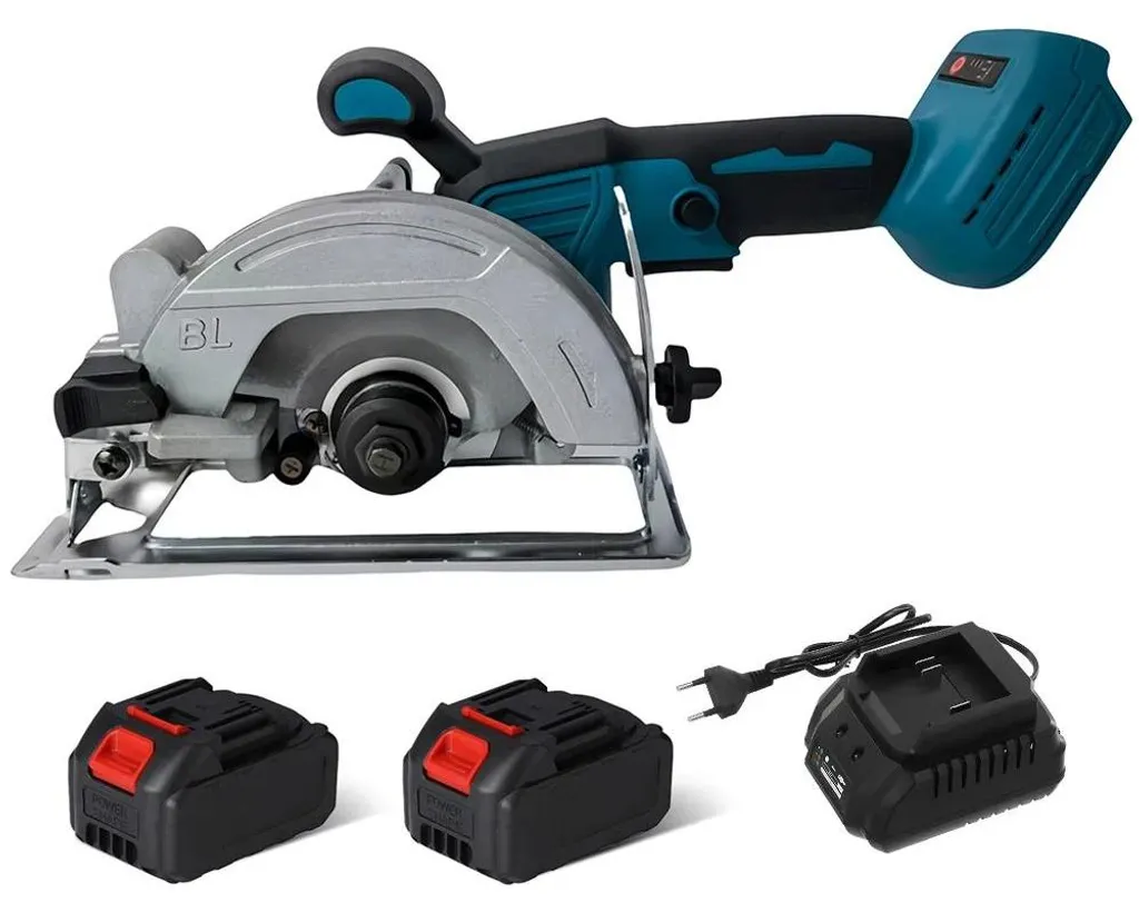 Scie circulaire pour travaux de menuiserie, sans fil avec 2 batteries