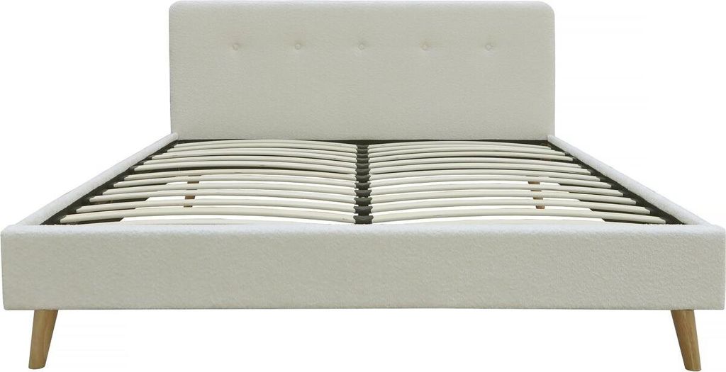 Doppelbett aus Bouclé-Stoff "Nemo" 160 x 200 cm  - Creme Produktbild 