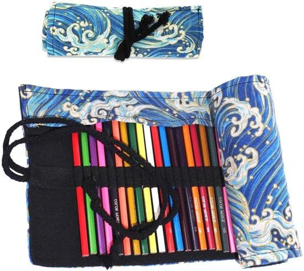 Support pinceaux bleu lavable, 36 compartiments de rangement en plastique