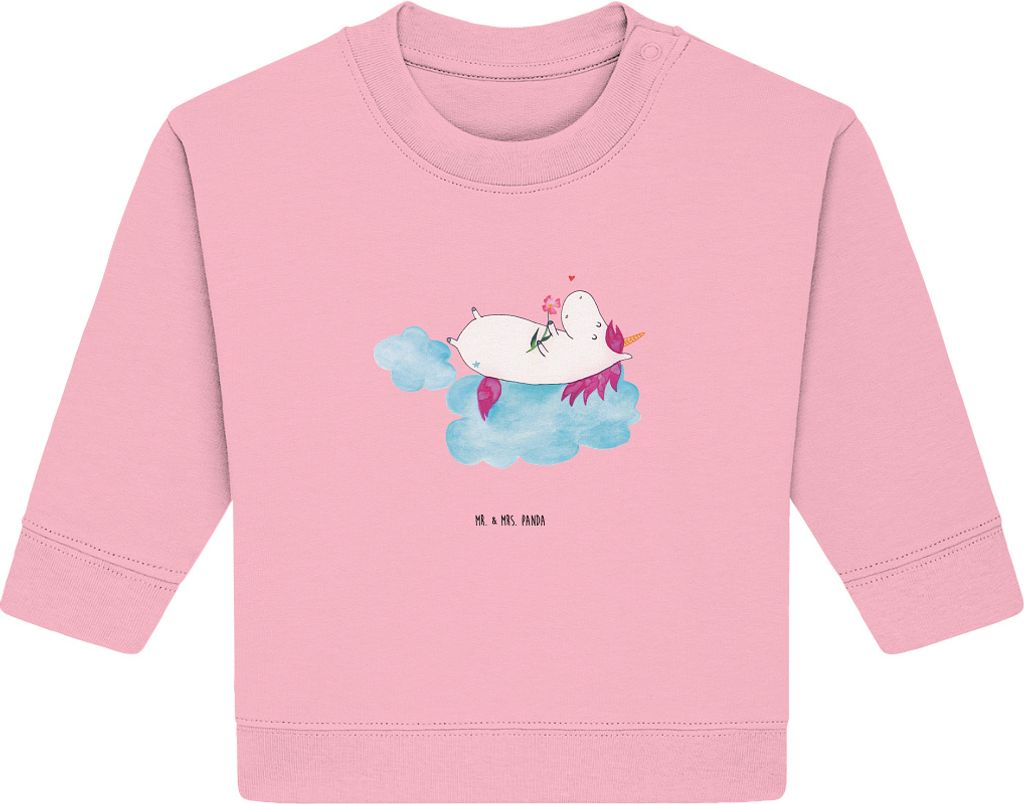 Mr. & Mrs. Panda Organic Baby Pullover Einhorn Verliebt 12. - 18. Monat - Baumwolle Pink - Geschenk, Bullover, Liebesbeweis, Unicorn, Wolke, Einhö...