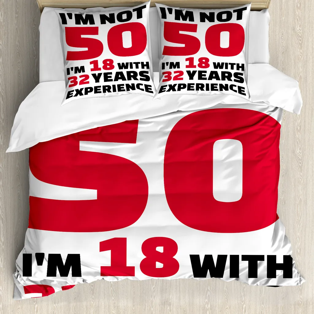 ABAKUHAUS Copripiumino 50 Compleanno Antiacaro Rosso/Nero