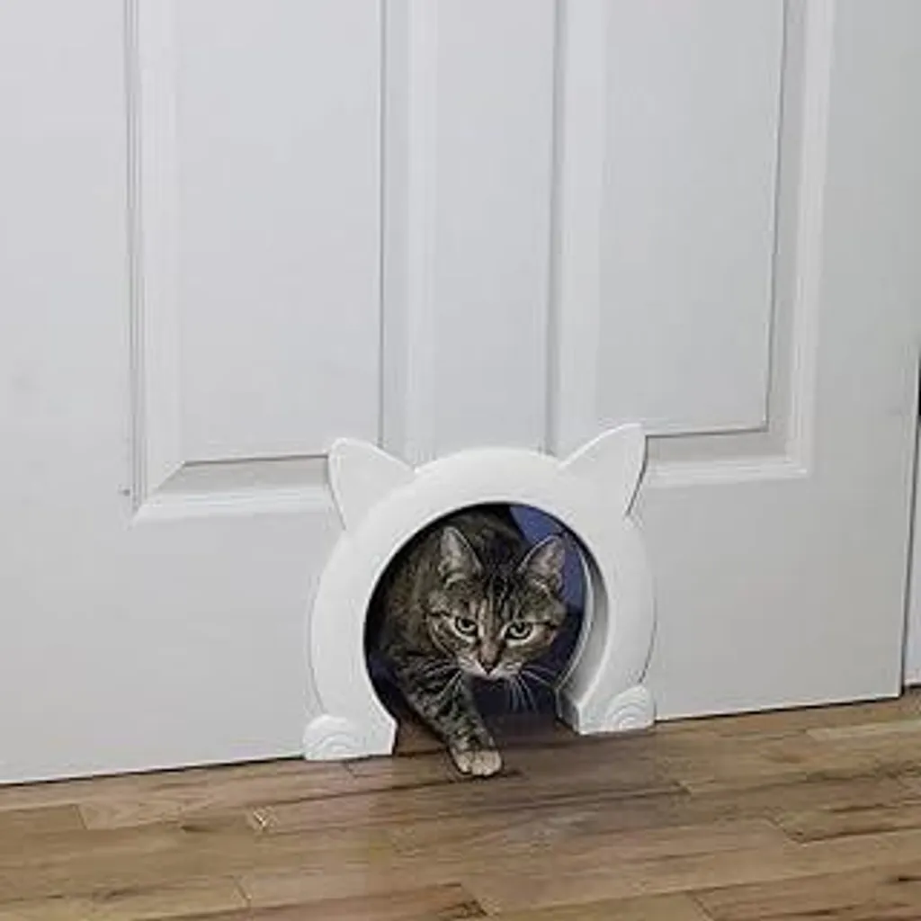 Gattaiola Design Bianco per Porte Interne - Passaggio Gatti fino a 10kg