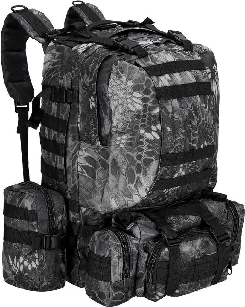 Sac à dos de survie 50L Springos camouflage gris 4 en 1 imperméable