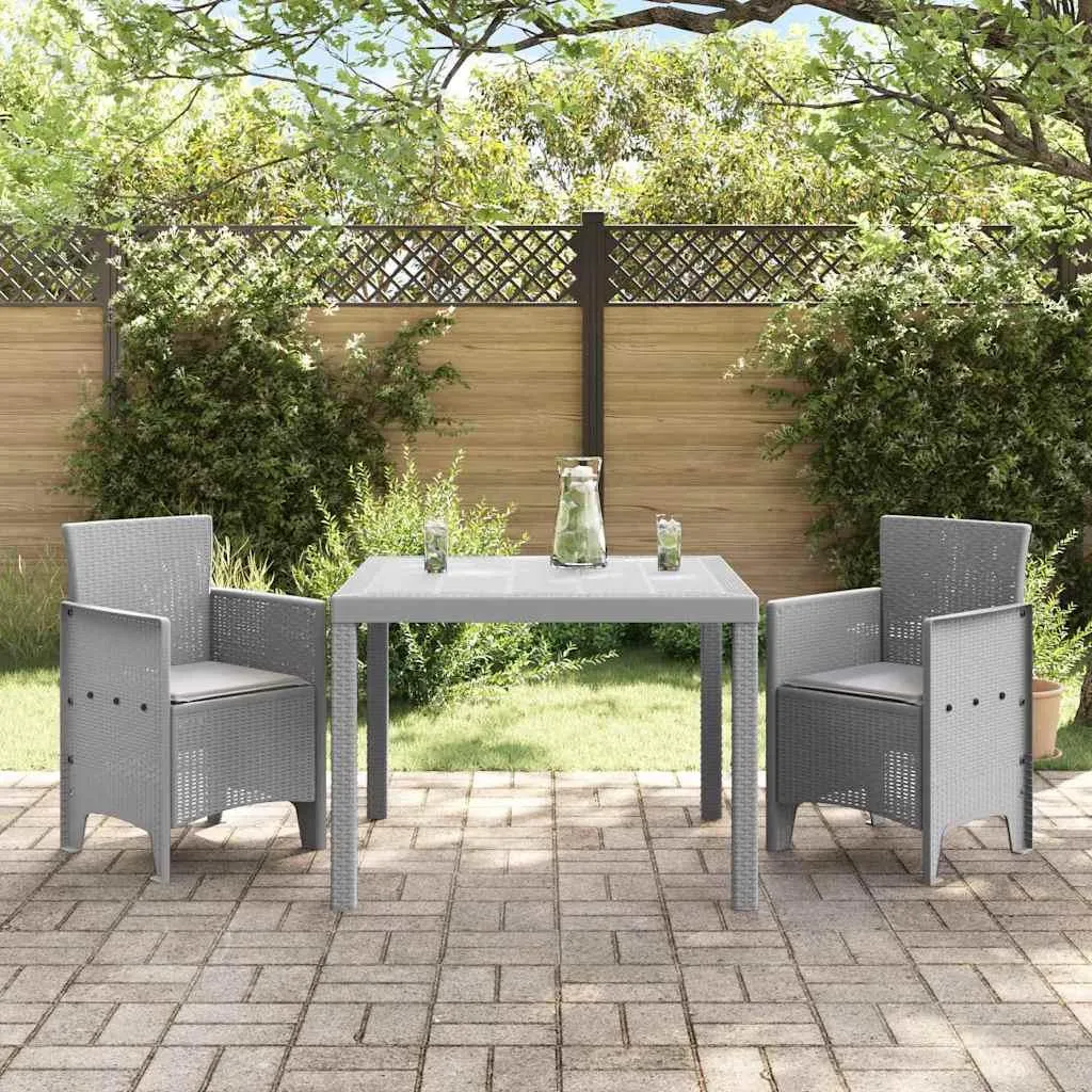 vidaXL Set da pranzo da giardino 3 pezzi Grigio chiaro Polt Rattan - 3