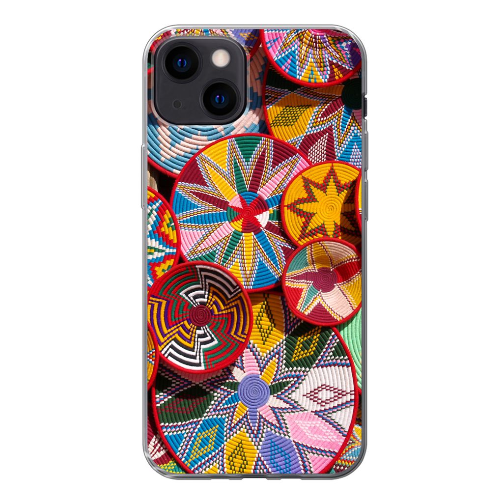 MuchoWow Handyhülle Schutzhülle Hülle für iPhone 13 Kreis - Muster - Farben Silikon Softcase Handy Hülle - Karteninhaber