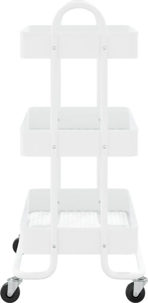 Chariot de rangement 3 niveaux en acier blanc 43x34x79 cm ultra stable