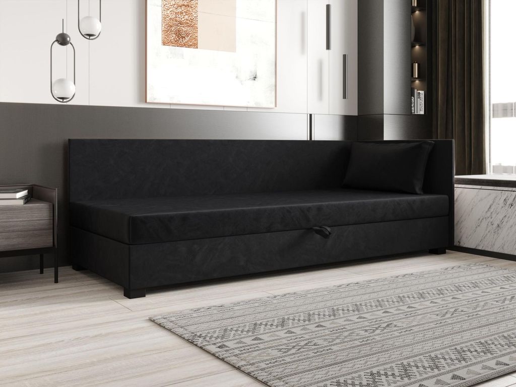 Einzelbett 90x195 ZAJDA PLUS 2 mit Stauraum - Graphit