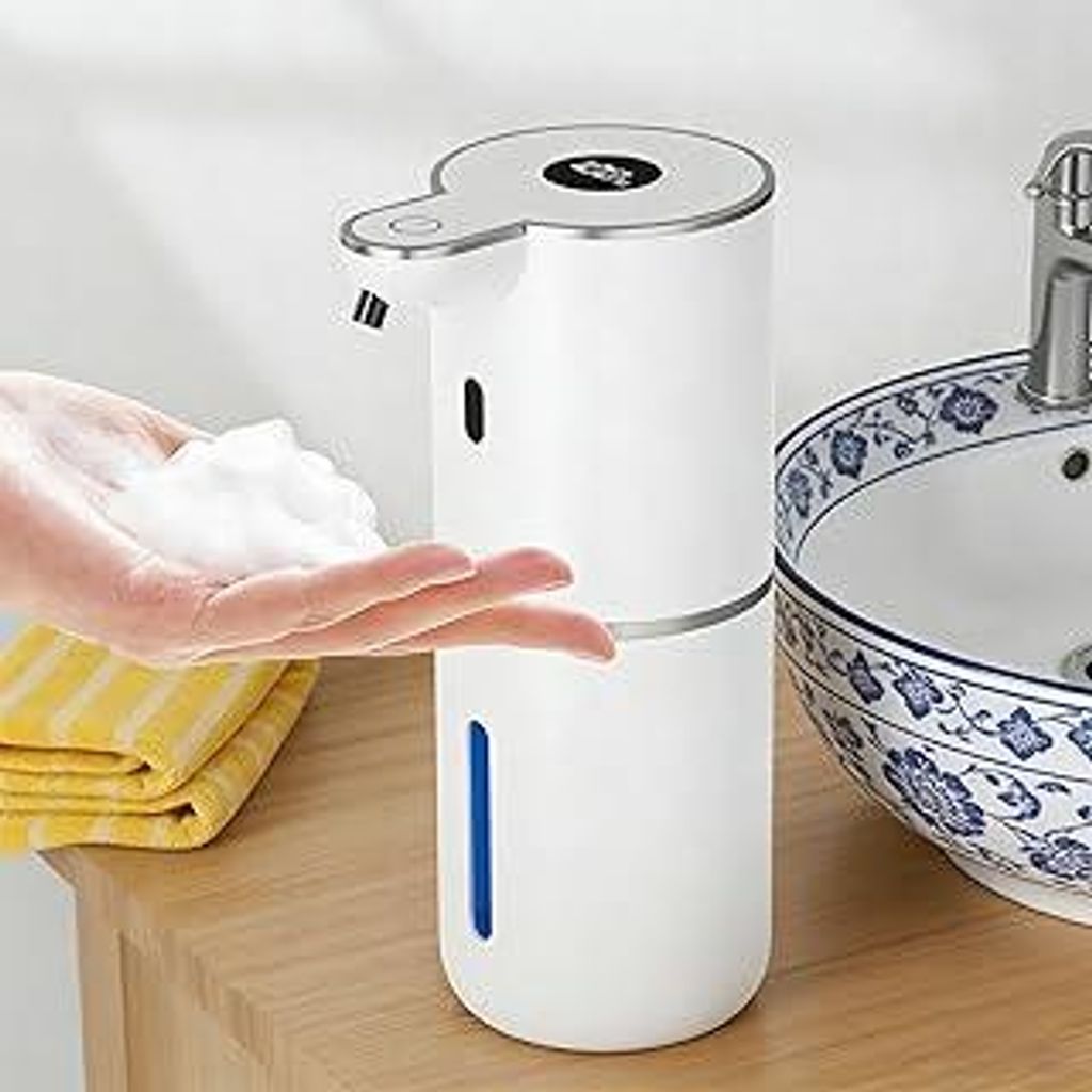 Automatisch Seifenspender, Elektrischer Schaumseifenspender mit Display, USB-Wiederaufladbarer,6-Stufig Einstellbar, 380ml Wandmontage für Badezim...