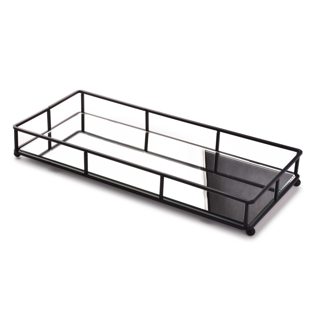 Cedric Tablettständer 36X16Xh5Cm Schwarz mit Spiegel