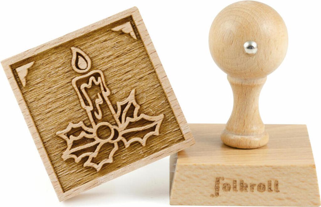 Folkroll Motiv-Keksstempel Adventskerze, 55x55 mm, Cookiestempel, Backstempel, Keks, Stempel, Buchenholz, 231181