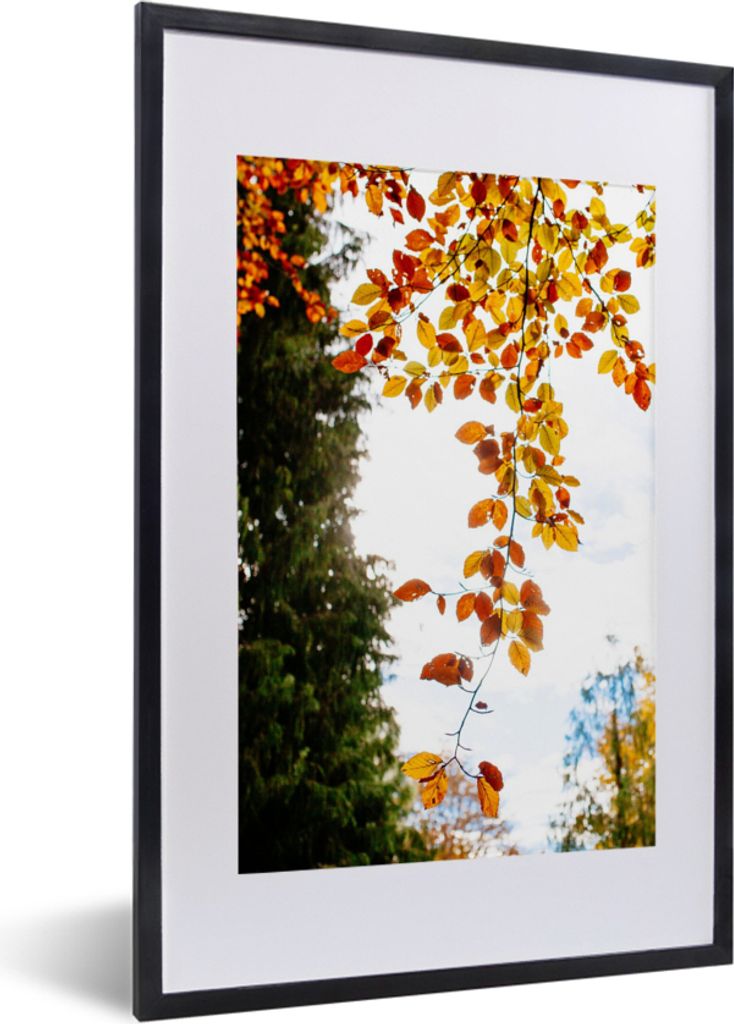 MuchoWow Gerahmtes Poster Herbst - Laub - Natur 40x60 cm - Poster mit Schwarzem Bilderrahmen Wandposter Rahmen Foto Bilder - Poster in Rahmen