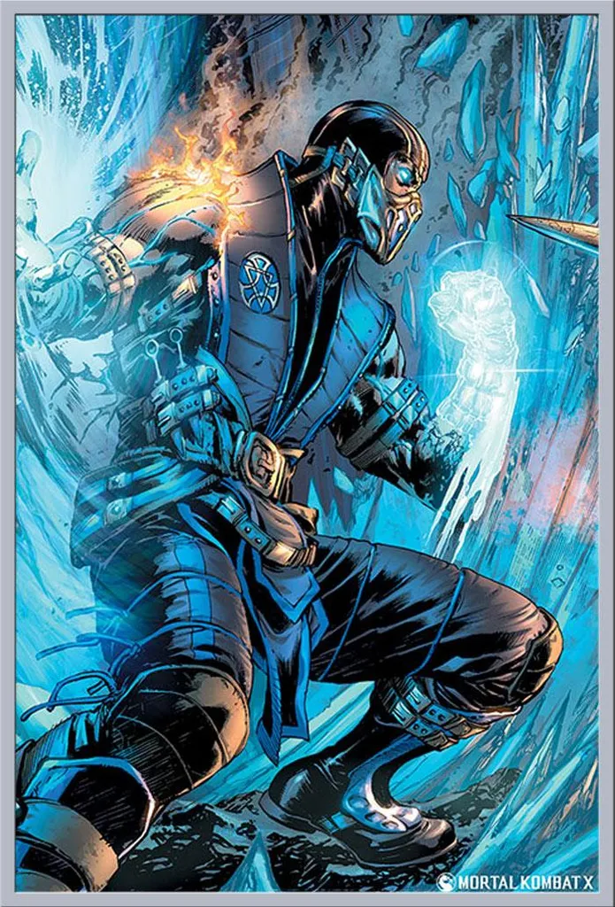 Affiche Mortal Kombat Sub Zero Shinsuke avec cadre argenté 61x91,5 cm