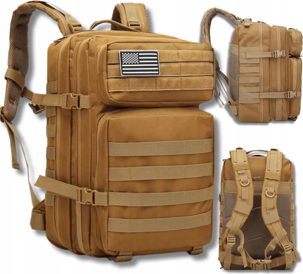 Sac de randonnée militaire 45L style armée pour trekking et bushcraft