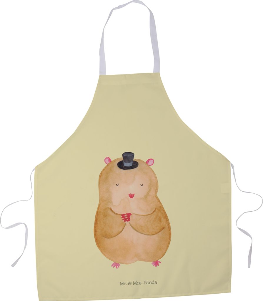Mr. & Mrs. Panda Schürze Hamster Hut - Gelb Pastell - Geschenk, Grillschürze, Kochschürze, Zauberer, Lustige Sprüche, Küchenzubehör, Magier, ...