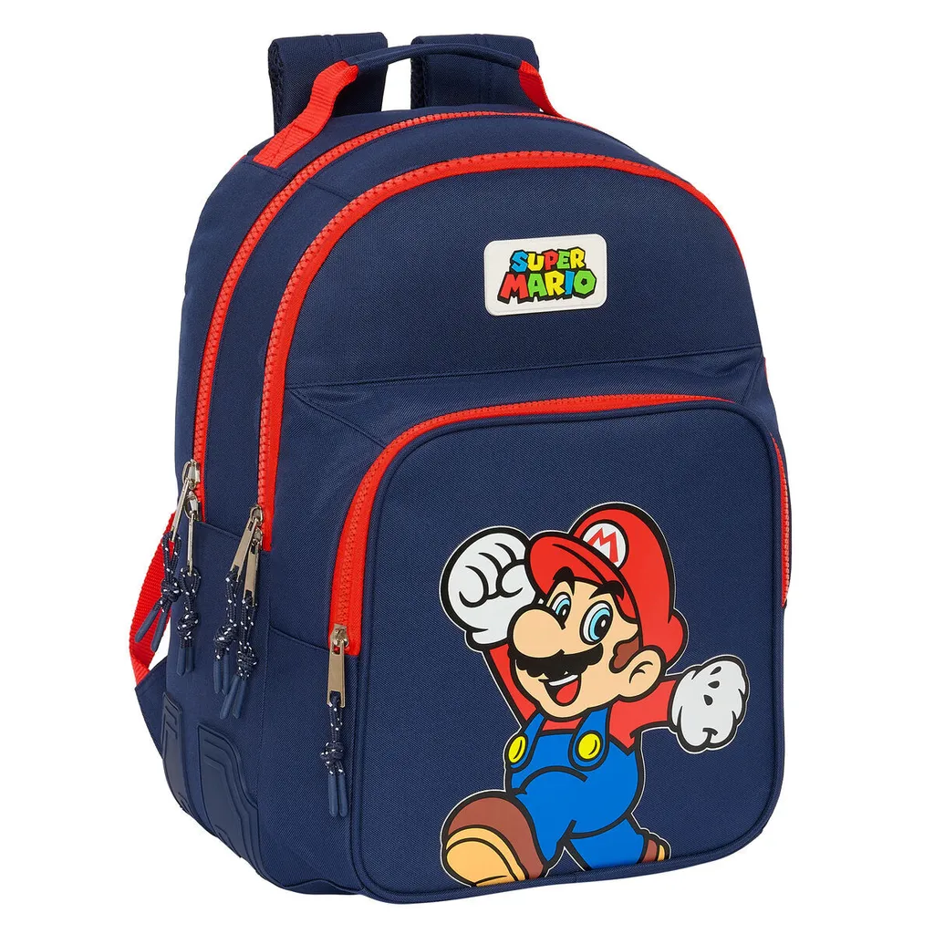 Sac à dos scolaire bleu Super Mario pour cahiers A4 et fournitures école