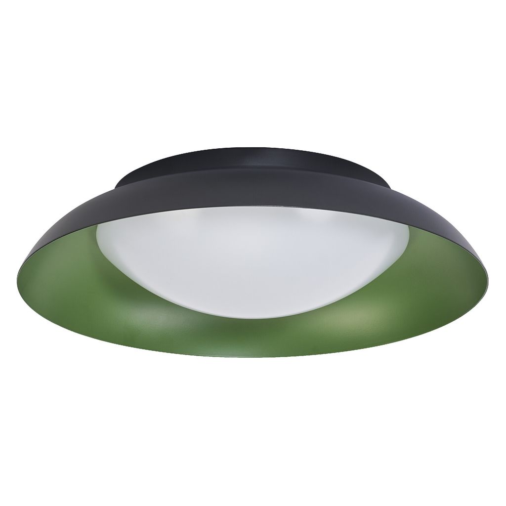 LEDVANCE Orbis Plate LED-Deckenleuchte, schwarz-grün, 19W, 1000lm, 3000K, 310mm, 830 freundliches Warmweiß, durch Kicken in 3-Stufen dimmbar, IP2...