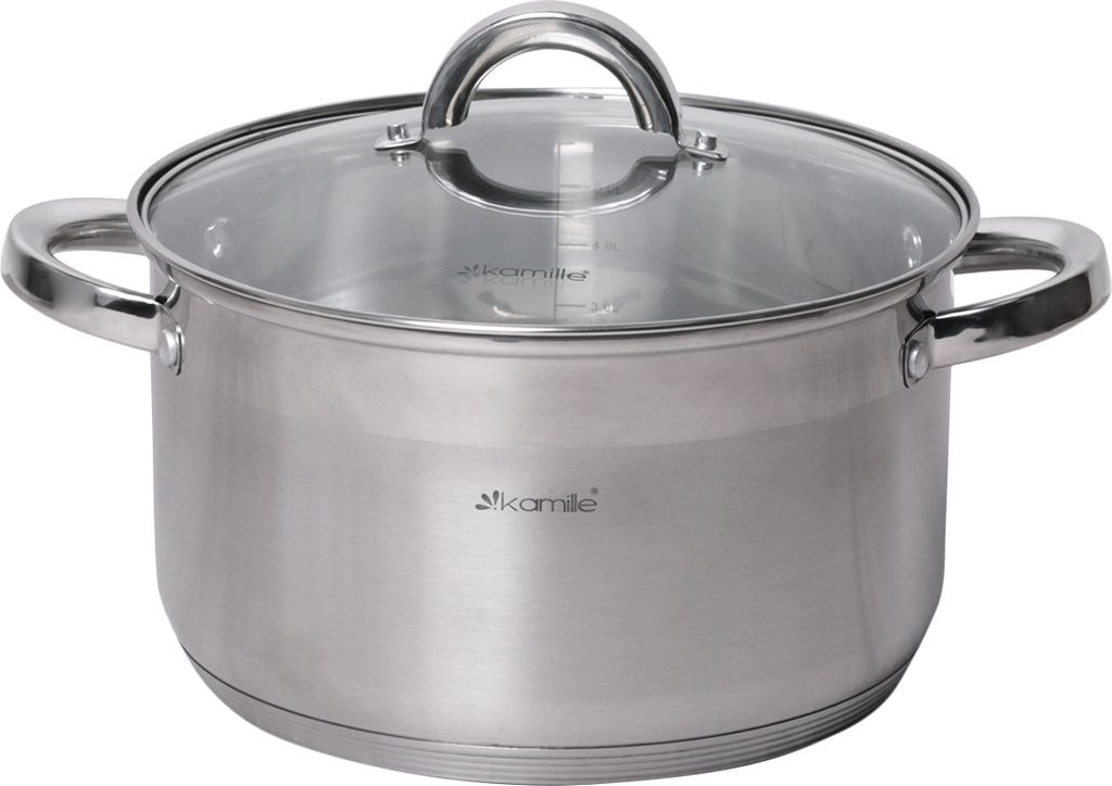 KAMILLE Topf FABIAN Edelstahl TOPF 6,5 l Induktion Kochtopf mit Deckel