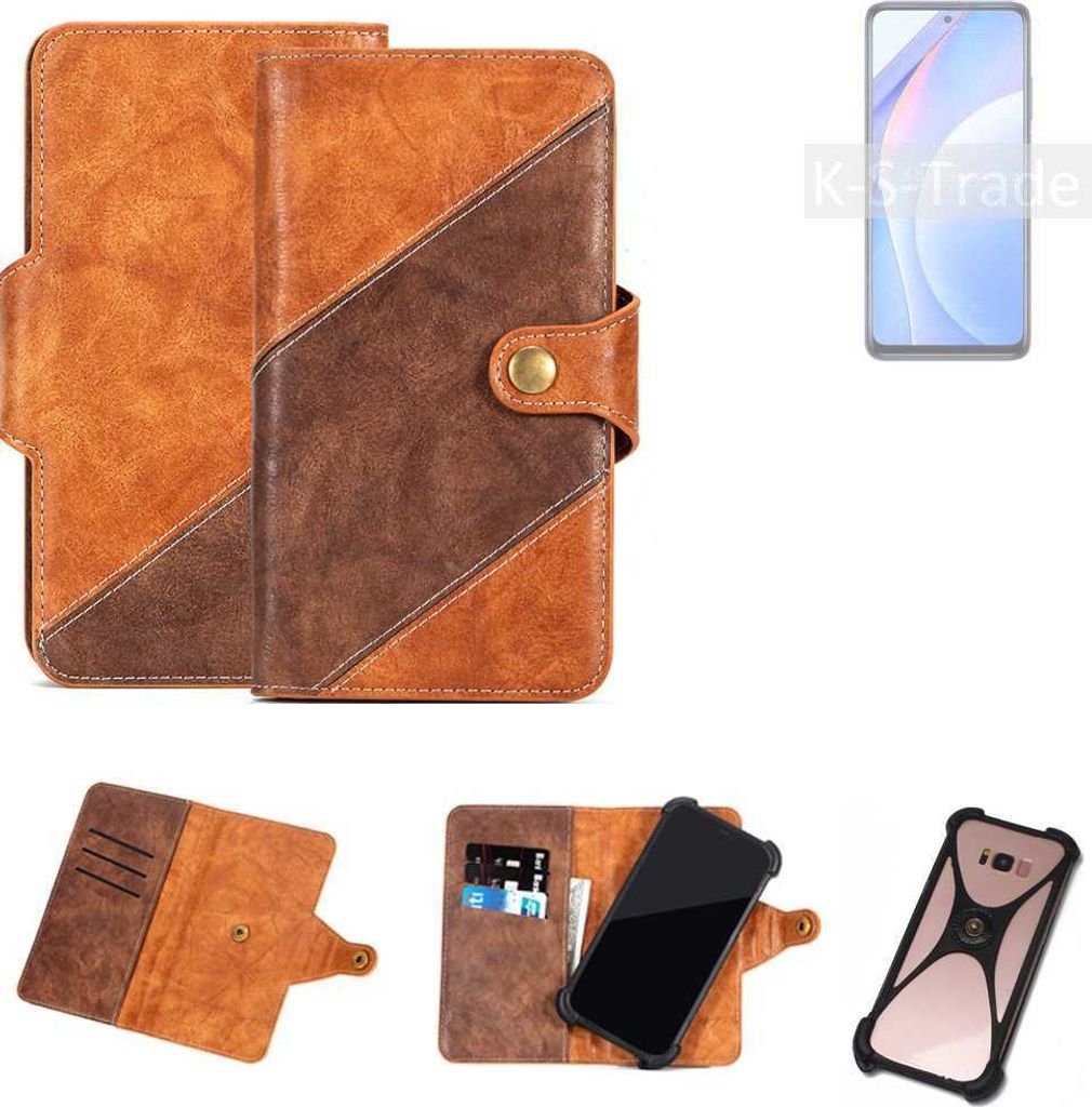 K-S-Trade Handyhülle Schutzhülle Bookstyle Case Wallet-Case kompatibel mit Xiaomi Mi 10T Lite Cover Klapphülle Kantenschutz Smartphone dunkelbraun