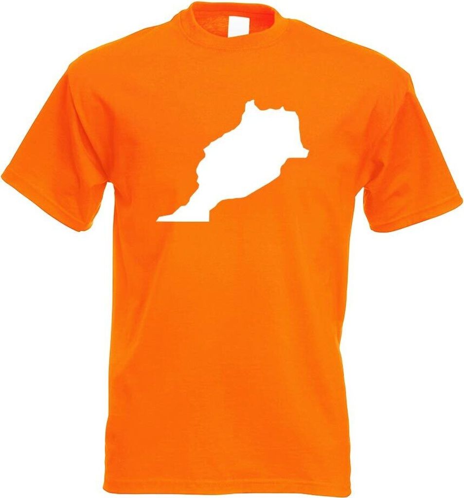 Kiwistar - T-Shirt - orange - Marokko Umriss Kontur Herren Funshirt Bedruckt Design Sprüche Spruch Motive - mit Motiv Bedruckt - Funshirt Design -...