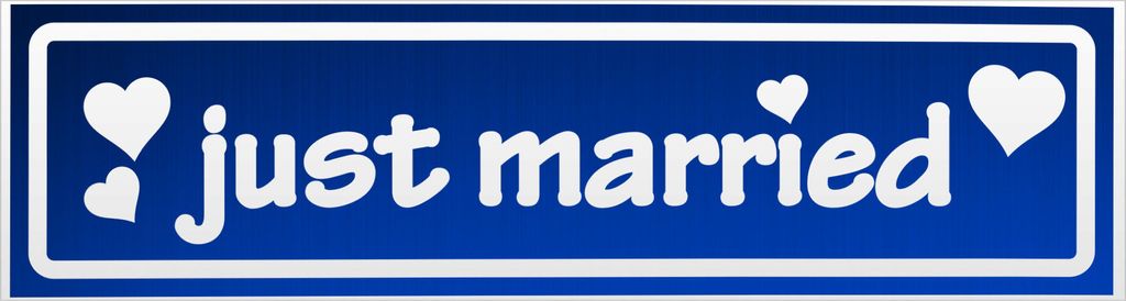 Kiwistar Just Married invertiert Magnetschild Schild magnetisch - 30cm Blau - reflektierend - Magnetfolie für Auto PKW Kfz