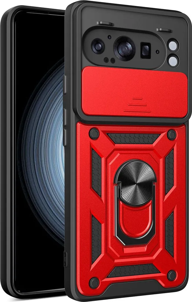 Cover Robusta Pixel 8A Rossa: Protezione Militare TPU e Ring Holder