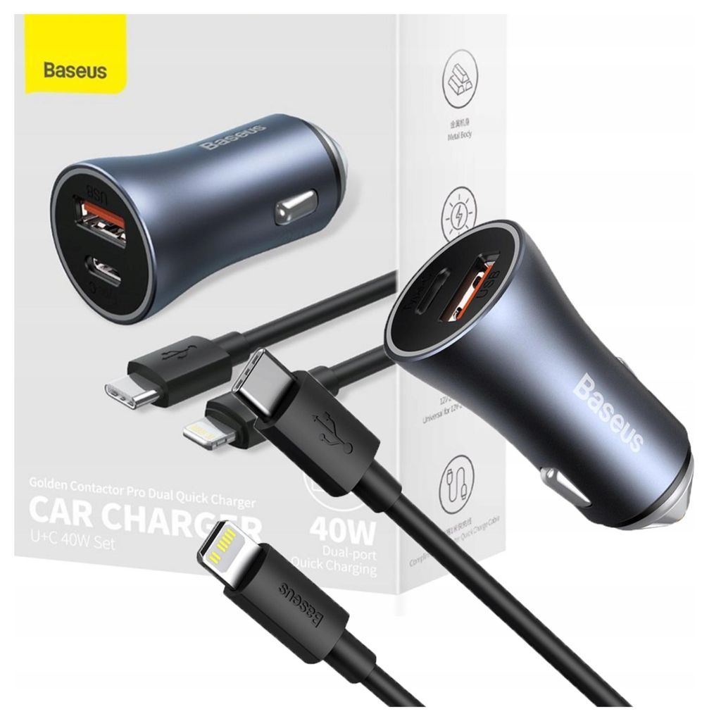 Baseus Golden Contactor Pro Chargeur de voiture, Usb + Image du produit 