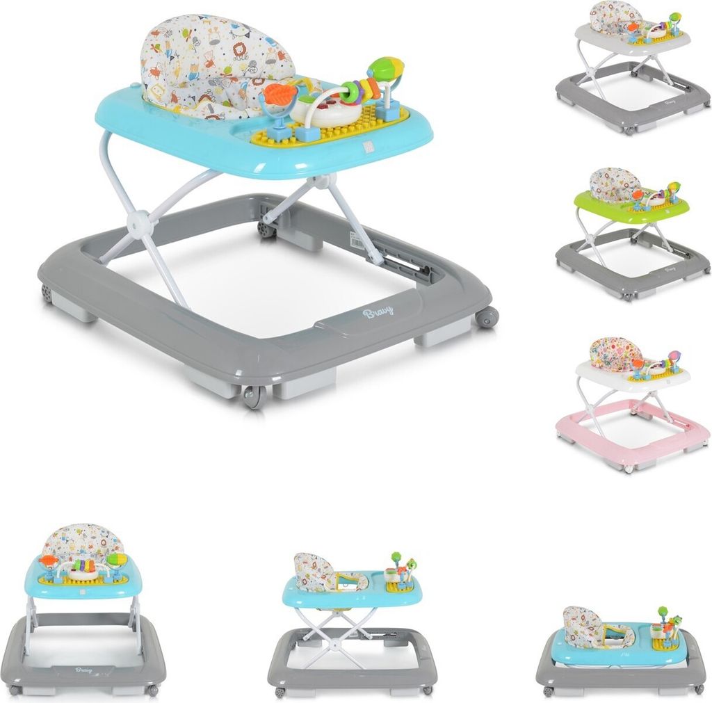 Moni Lauflernhilfe Bravy mit Spielcenter, klappbar, Spielbrett, Musik, Stopper blau