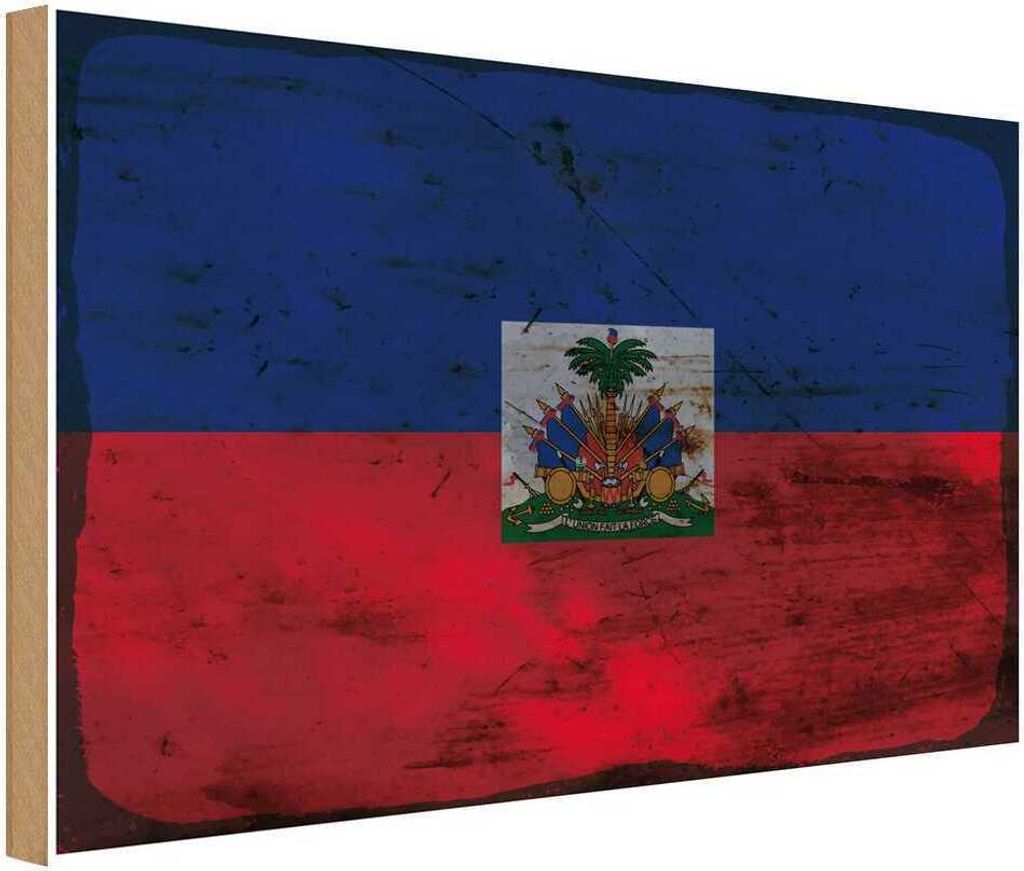 vianmo Holzschild 20x30 cm Haiti Rost Flagge Fahne Wappen