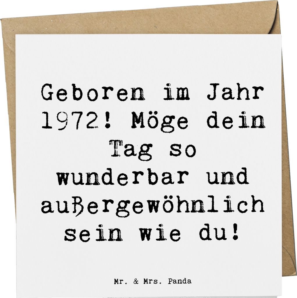 Mr. & Mrs. Panda Glückwunschkarte Spruch 1972 Geburtstag - Weiß - Geschenk, Klappkarte, außergewöhnlicher Tag, besondere Erinnerungen, doppelka...