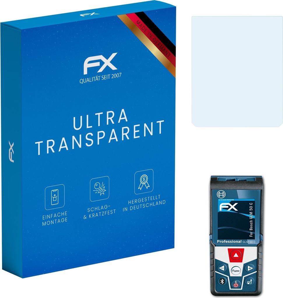 atFoliX FX-Clear 2x Schutzfolie kompatibel mit Bosch GLM 50 C Displayschutzfolie