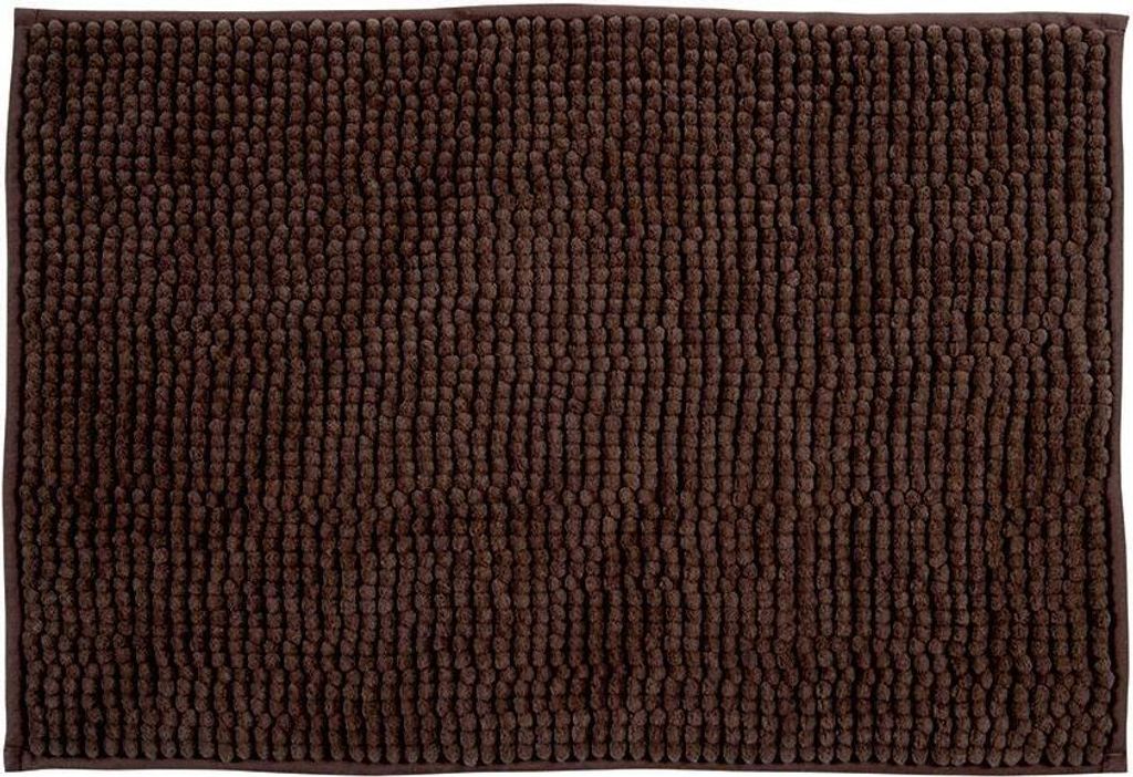 MSV Badteppich Badvorleger Duschvorleger Chenille Hochflor Badematte 40x60 cm – Braun