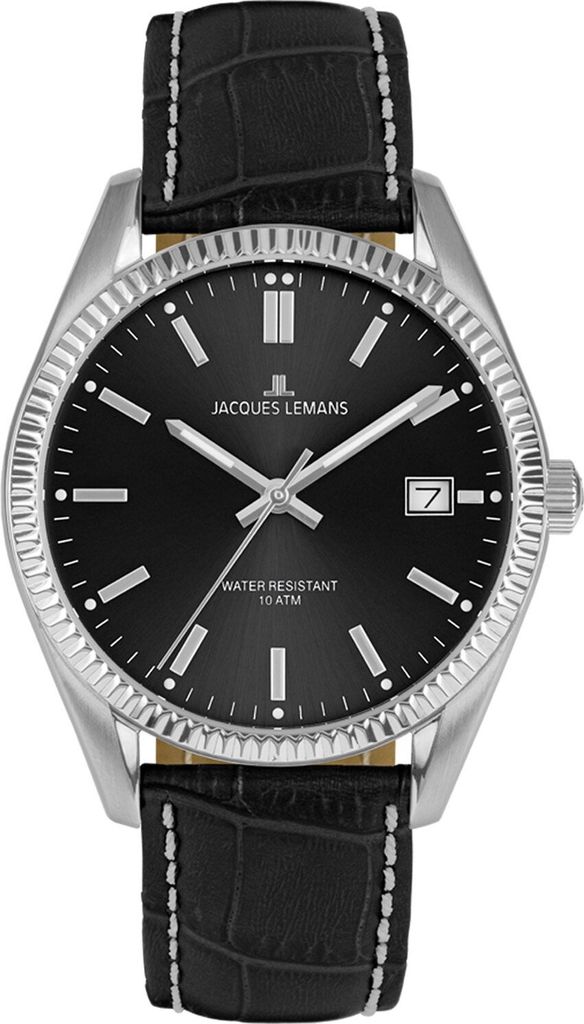 Jacques Lemans 50-3P Herrenuhr Schwarz