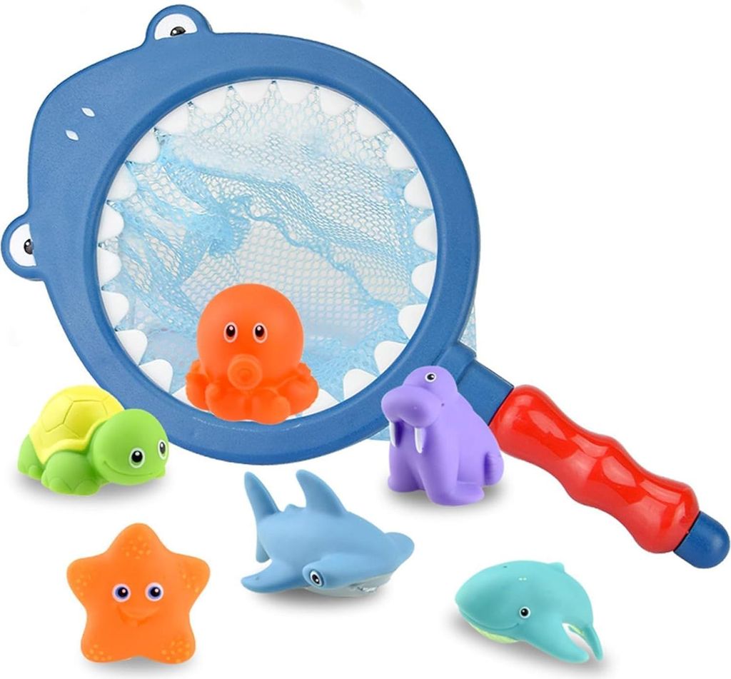 7 Stück Badespielzeug für Kinder - Wasserspielzeug - schwimmendes Spielzeug - Fischspielzeug - Babyspeilzeug - Schwimmbadspeilzeug - spritzendes ...