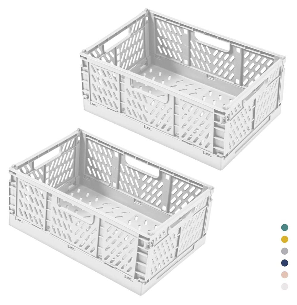 Zweiteilige, faltbare Aufbewahrungsbox aus Kunststoff, zusammenklappbare Einkaufskiste, stabile Faltboxen für Küche, Büro, Schlafzimmer, Kleider...