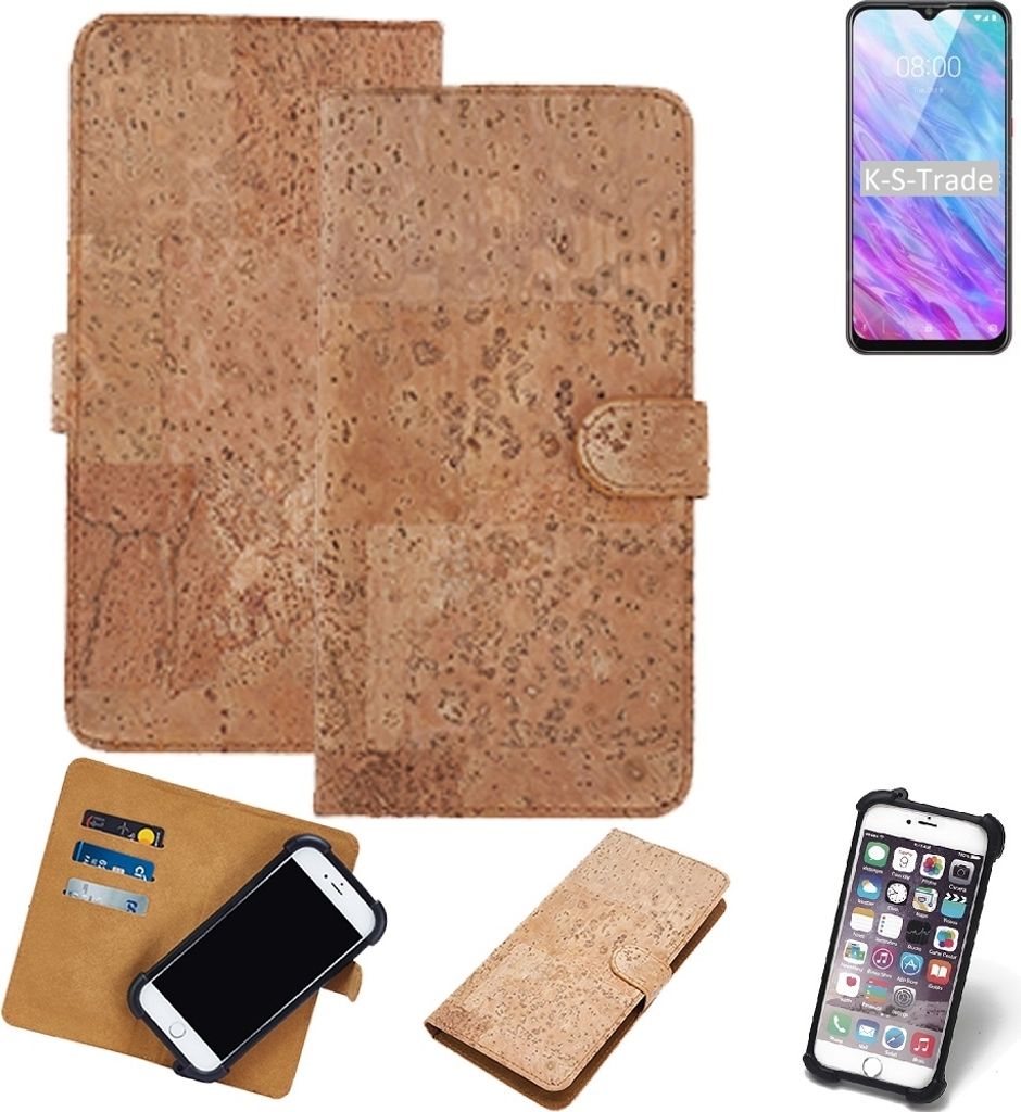 K-S-Trade Hülle kompatibel mit ZTE Blade 20 Smart Kork Handyhülle Cover Schutzhülle TPU Case Bumper in Hellbraun, (1x)