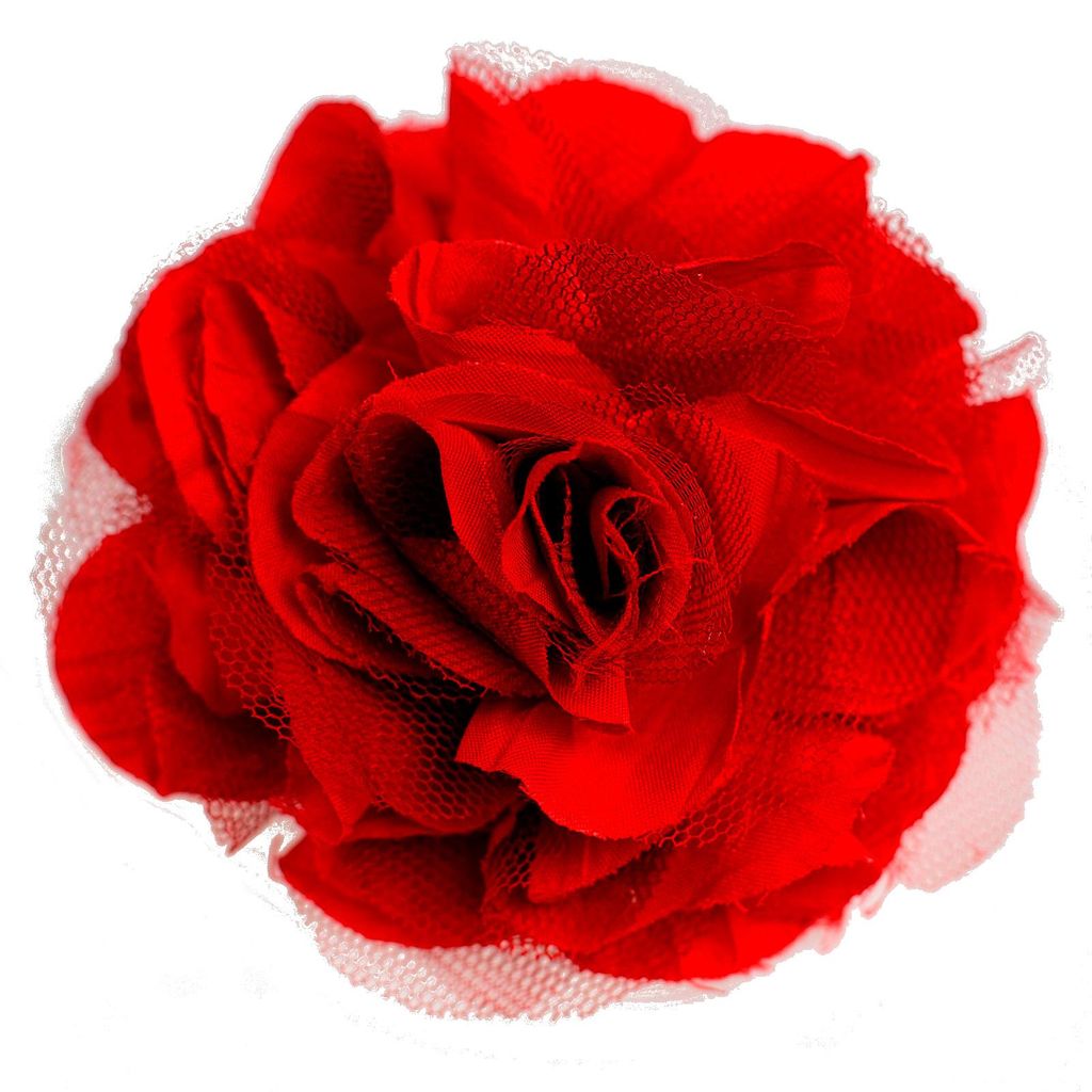 Brosche Verzierung Haarblüte Spange Stoffblume rot