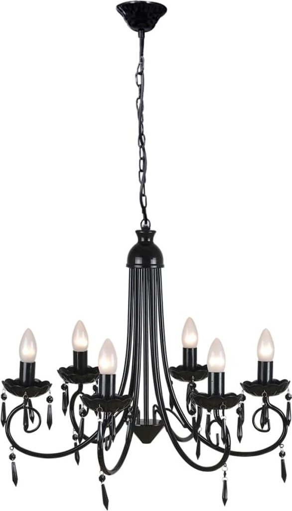 Vidaxl Deckenlampe Kronleuchter 6 Lichter schwarz Image du produit 
