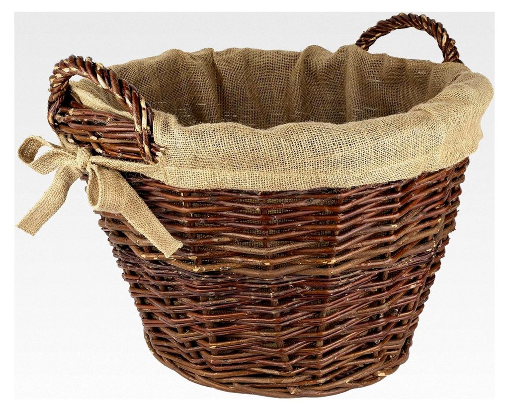 Kaminholzkorb aus Weide mit Jute Ø 45 cm