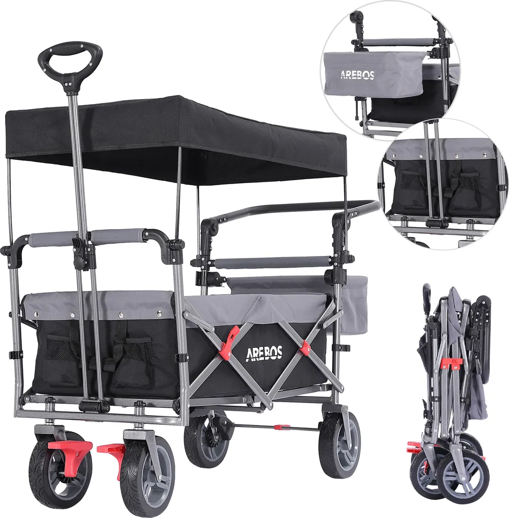 Chariot transport pliable 100 kg avec toit amovible et roues 360°