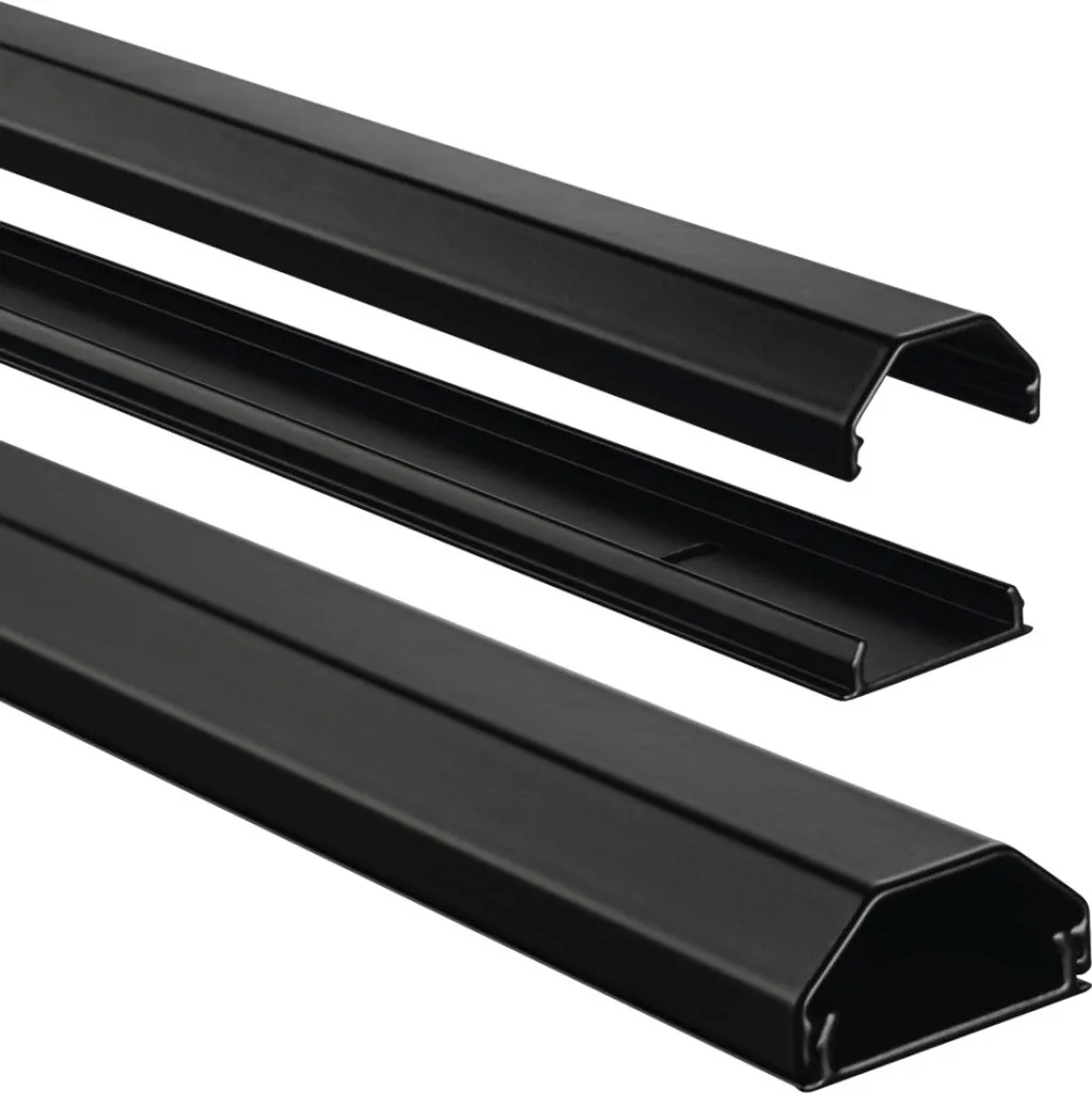 Cacher Câbles TV Muraux avec la Goulotte Hama Aluminium Noire 110 cm
