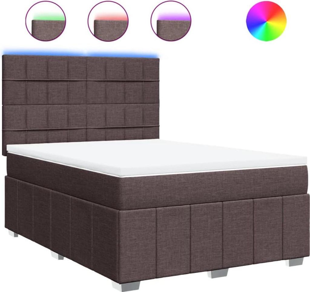 vidaXL Boxspringbett mit Matratze Dunkelbraun 140x190 cm Stoff