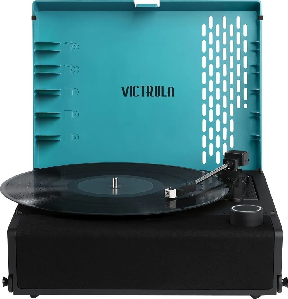 Gramophone Moderne Bluetooth Revolution GO Victrola Bleu avec Batterie