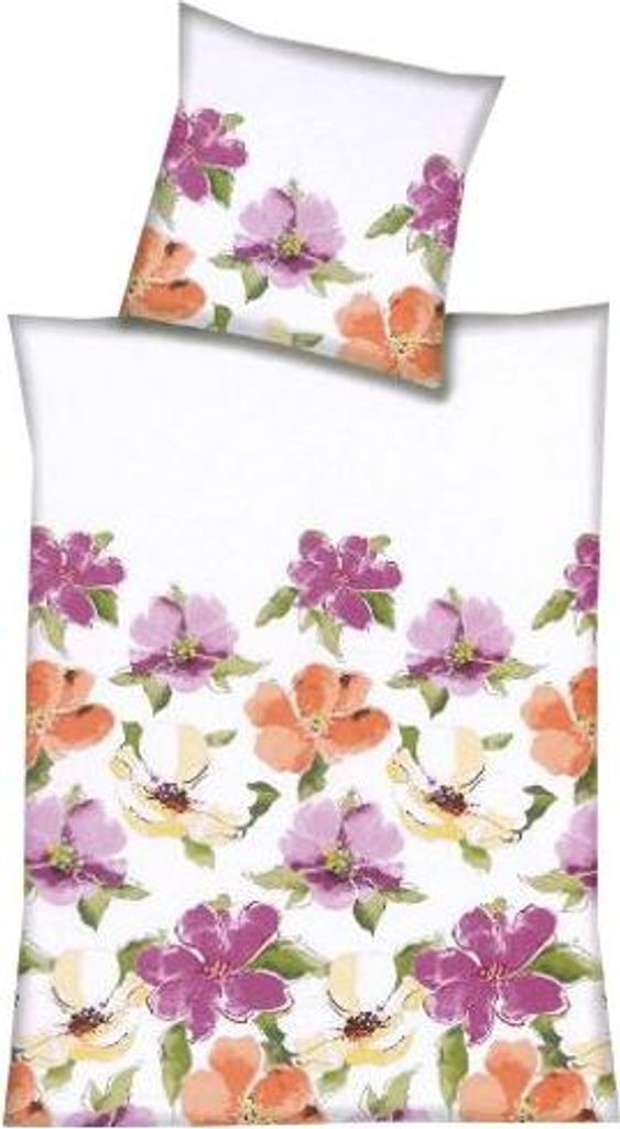 Hahn Haustextilien Satin Bettwäsche Blumenmeer 135x200 cm pink