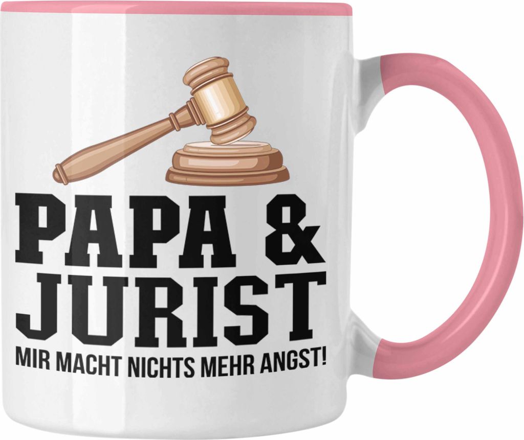 Trendation - Papa und Jurist Tasse Geschenkidee Vater für Jura Juristen Geburtstag Vatertag Spruch Geschenkidee (Rosa)