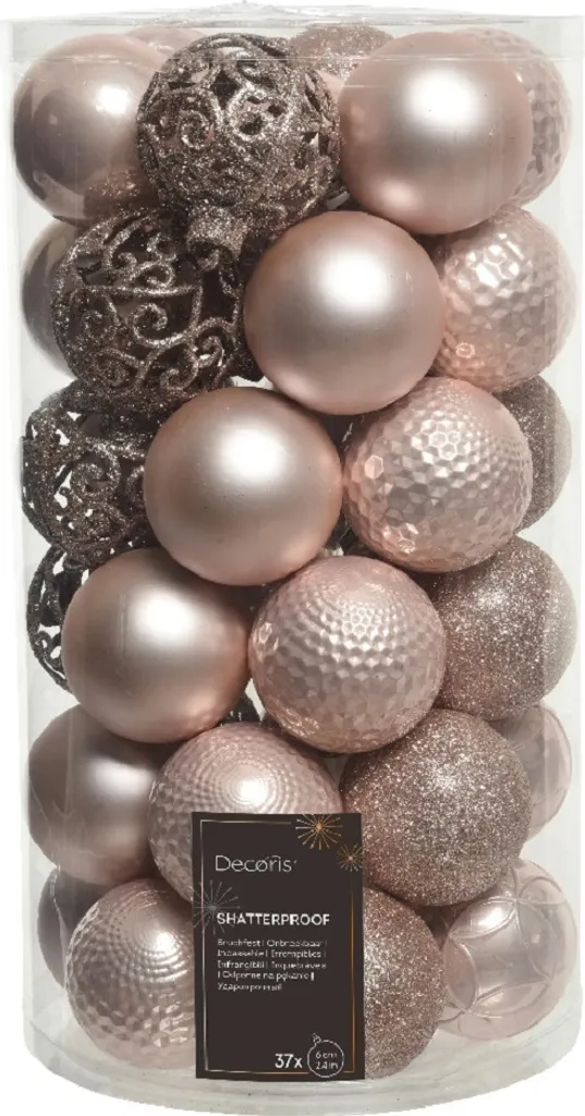 Boules de Noël 6cm Rose en Plastique Résistant - Coffret de 37 Unités - 2