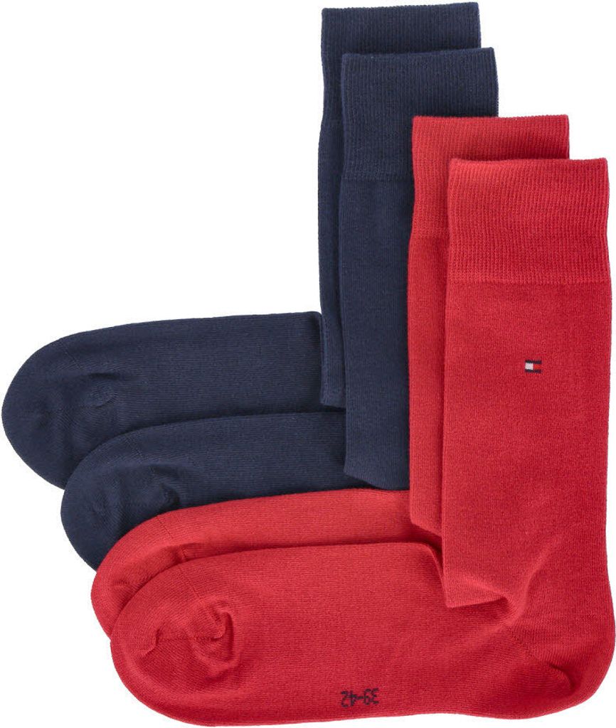 TOMMY HILFIGER Herrensocken Doppelpack rot/dunkelblau Größe Produktbild 
