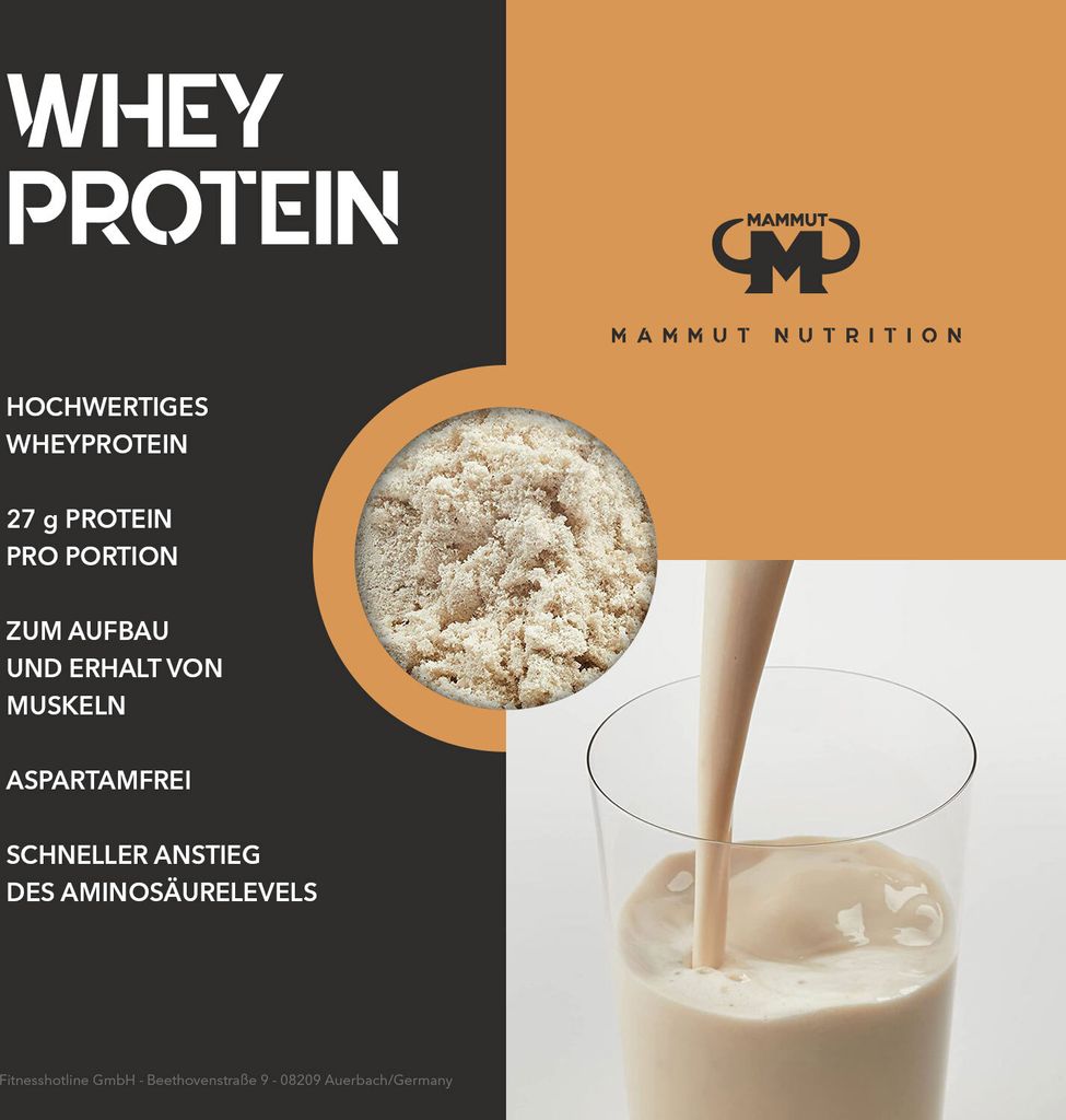Mammut Nutrition - Whey Protein - 1000 g Zipp-Beutel, 1 x 1000 g Zipp-Beutel, Geschmack: Caramel Cream