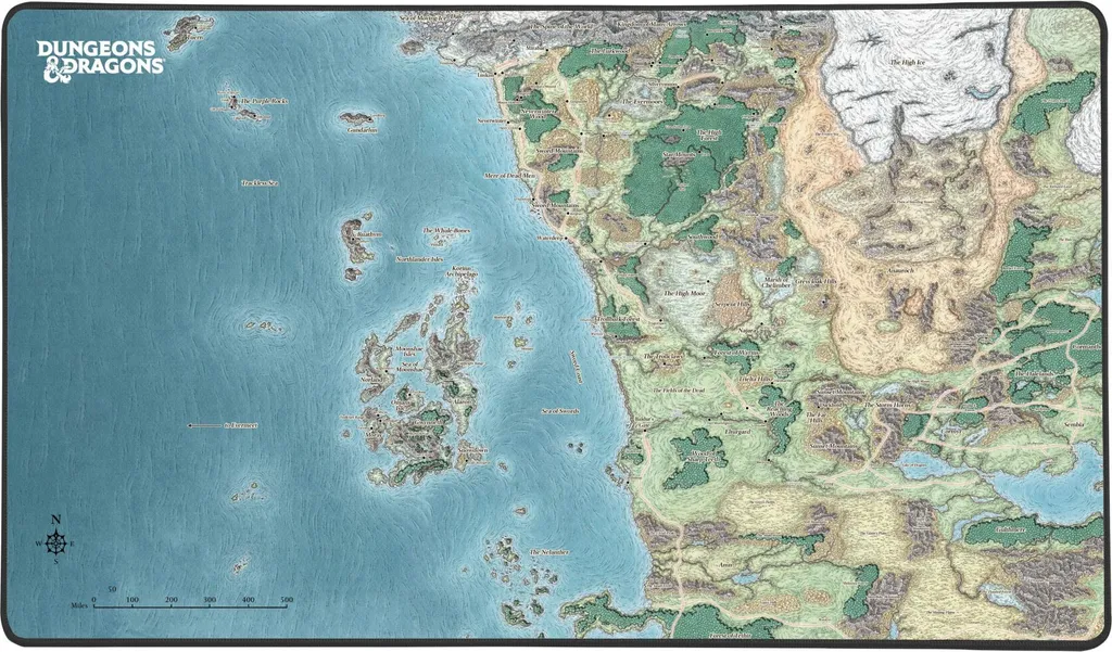 Grand Tapis de Souris Donjons et Dragons Carte Faerun Antidérapant XL