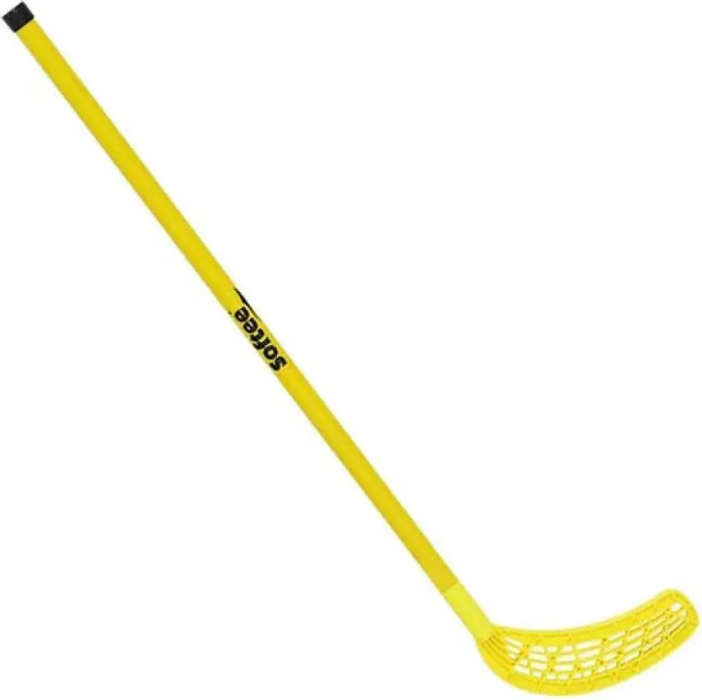 Crosse de hockey jaune haute visibilité et manche rond en composite léger