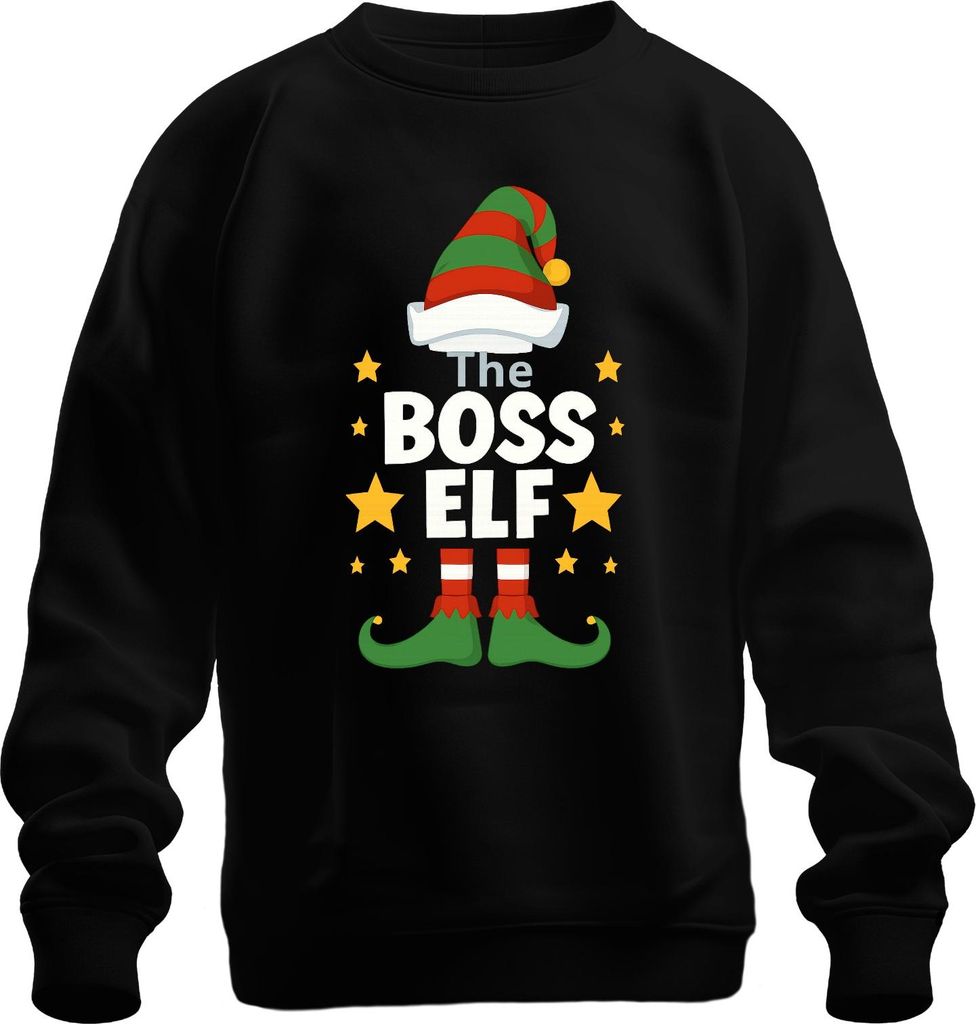 The BOSS ELF Weihnachten Elfen Lustig Weihnachtsfeier Chef Wichtel Uni Sweatshirt Pullover, Schwarz, 3XL